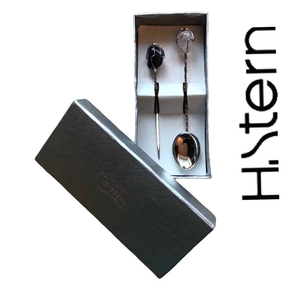 H.Stern Brazil Vintage Demi-spoon+Olive Pick Silver Plated+Precious Stone NWOT